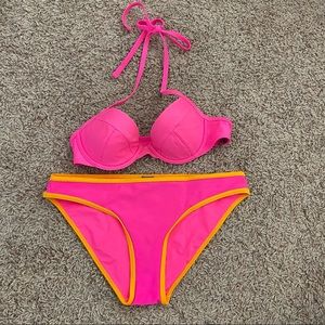 Bright pink Aerie bikini set